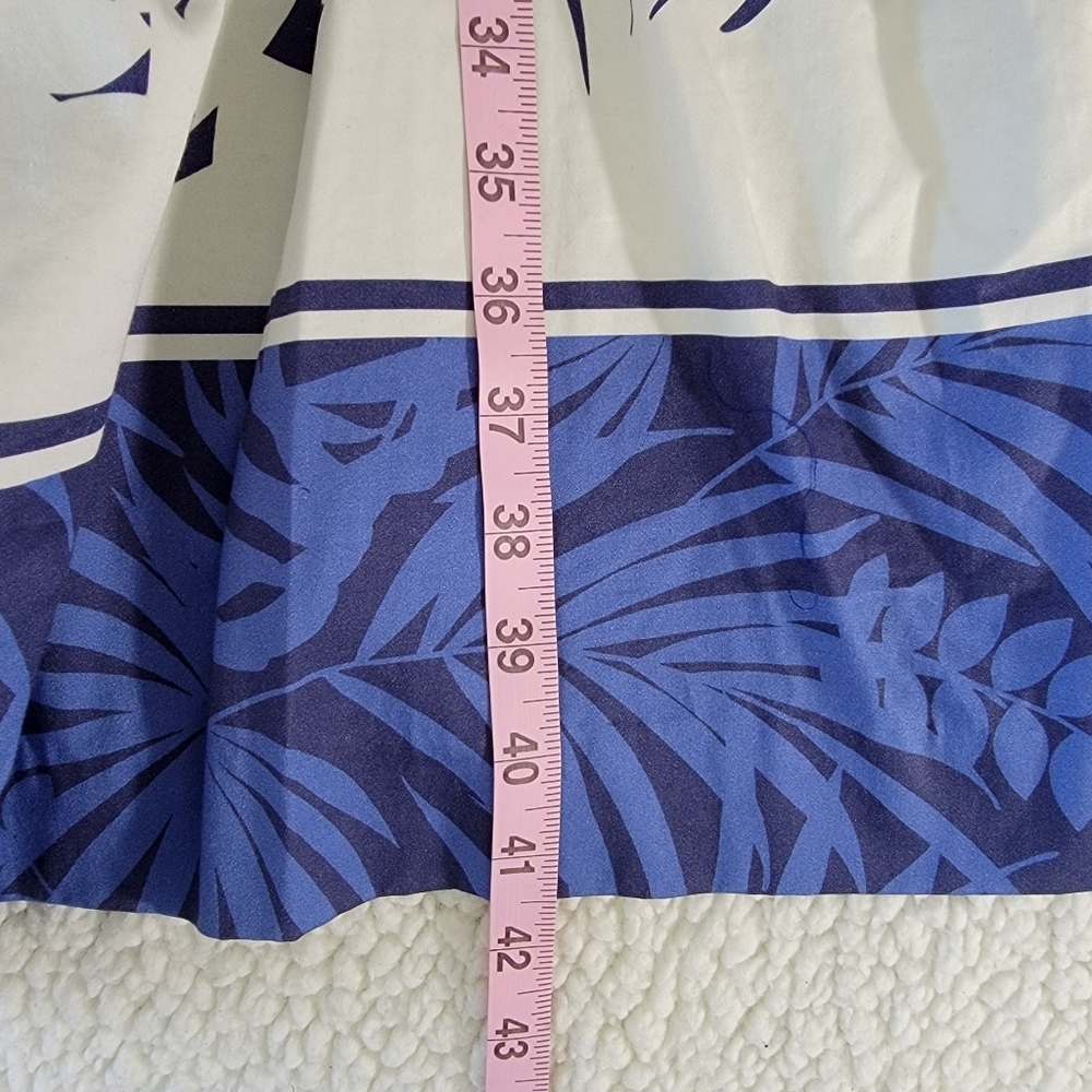 Talbots Tropical Print Sleeveless Lined A Line Dress Blue Orange Pleated Size 8 - Picture 15 of 15